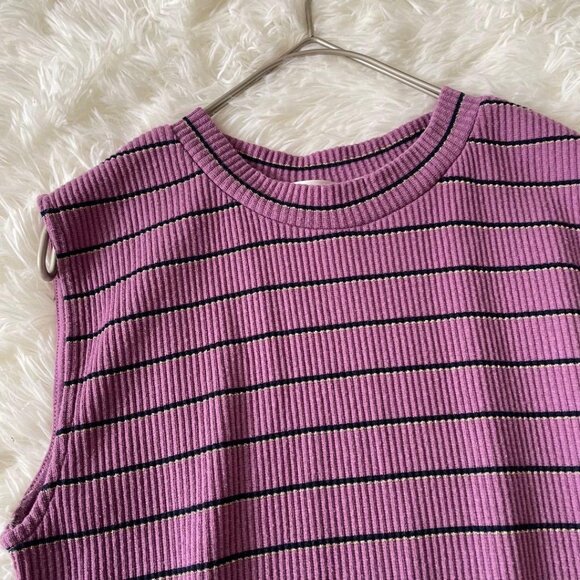 Mouss Purple Border Sleeveless Ribbed Knit Top - Picture 2 of 5